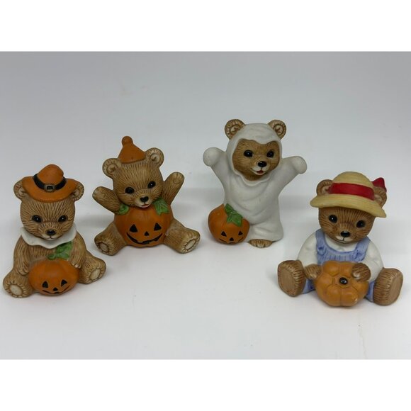 HOMCO Vintage Halloween Teddy Bear Figurines Set of 4 Ceramic Costume Bears 2.5" - Picture 2 of 8